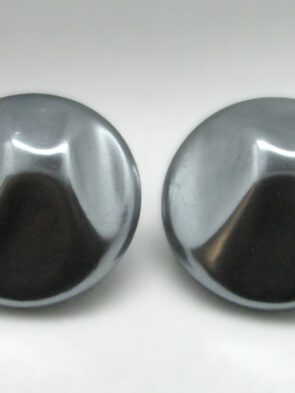 Vintage Signed Trifari Gray Tone Round "Dented Effect" Clip On Earrings