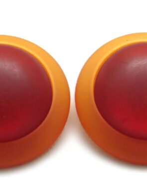 Vintage Jay Feinberg Statement Two-Tone Orange/Peach Lucite Clip On Earrings