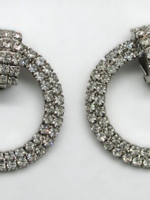 Vintage Unbranded Silver Tone and Rhinestone Clip-On Earrings