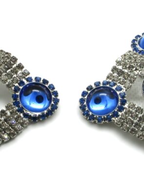 Dressy Rhinestones, Royal Blue Rhinestones & Gemstone Cushion Clip-On Earrings