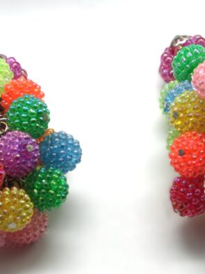 Vintage Cluster Multi Color "Berry" Beaded Lightweight Clip On Earrings
