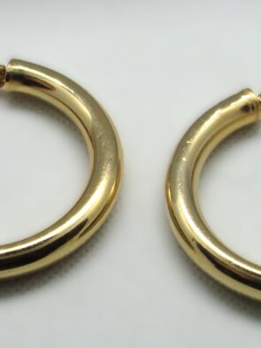 Vintage Stamped Napier Hollow Gold Hoop Clip On earrings w Twist Closure