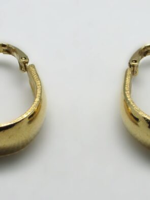 Vintage Signed Napier Gold Tone Oval Hoop Clip On Earrings