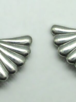 Vintage Stamped Ben-Ahun Brush Silver Clip On Earrings