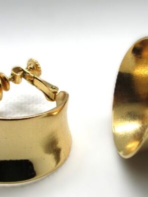 Vintage Stamped Napier Small Thick Gold Hoop Earrings w Twist Closure