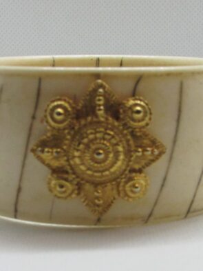 Vintage Stamped R. J. Graziano Pre Elephant Bone Bagel Bracelet w Gold Accent