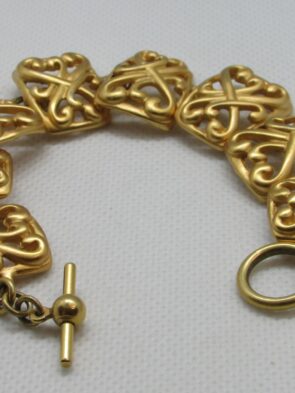 Vintage Stamped Anne Klien AK Brushed Gold Bracelet w Toggle