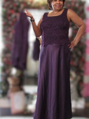 Alex Evenings Deep Purple Sleeveless Gown w/ 3/4 Sleeve Jacket Size 12