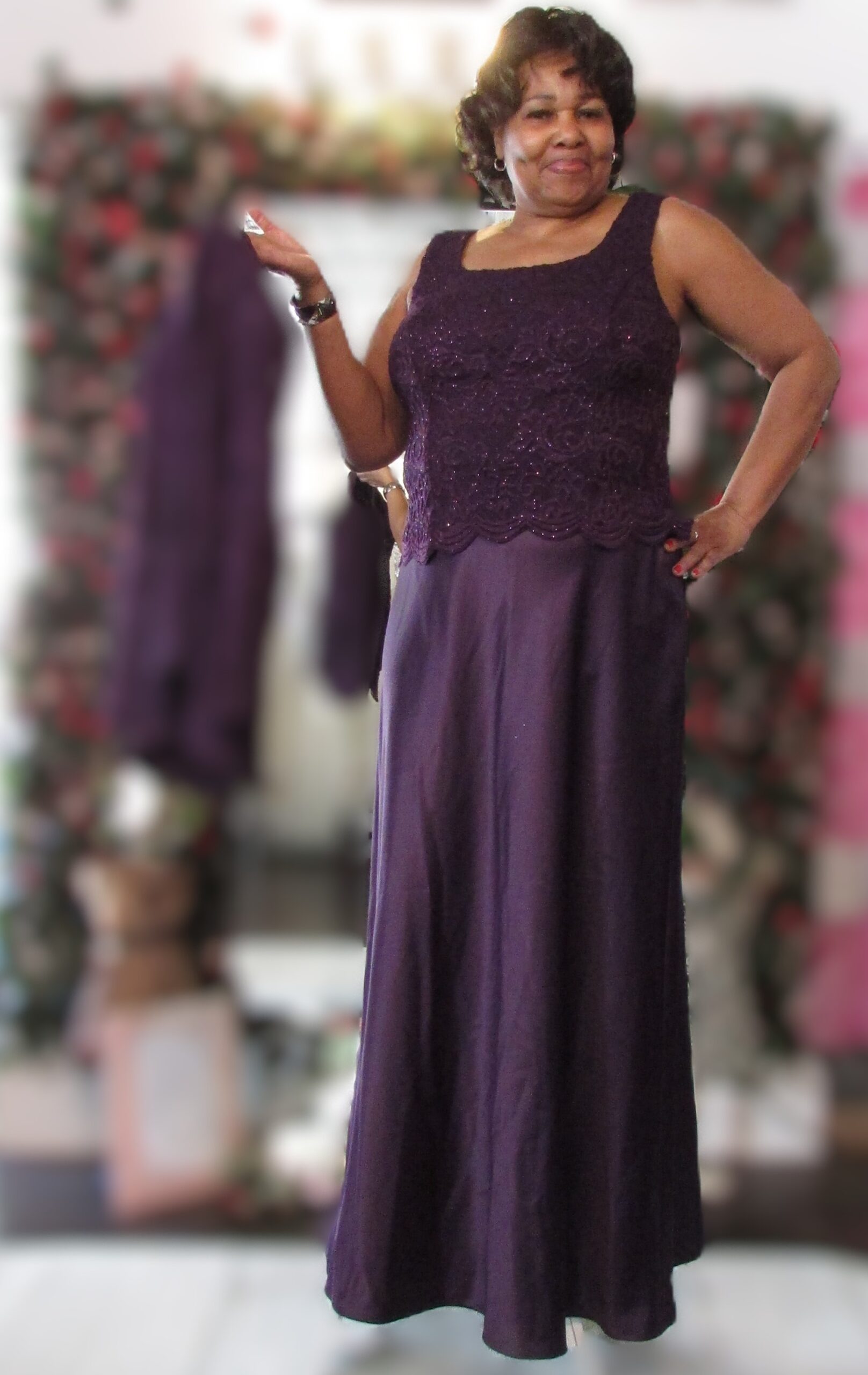 Alex Evenings Deep Purple Sleeveless Gown w/ 3/4 Sleeve Jacket Size 12