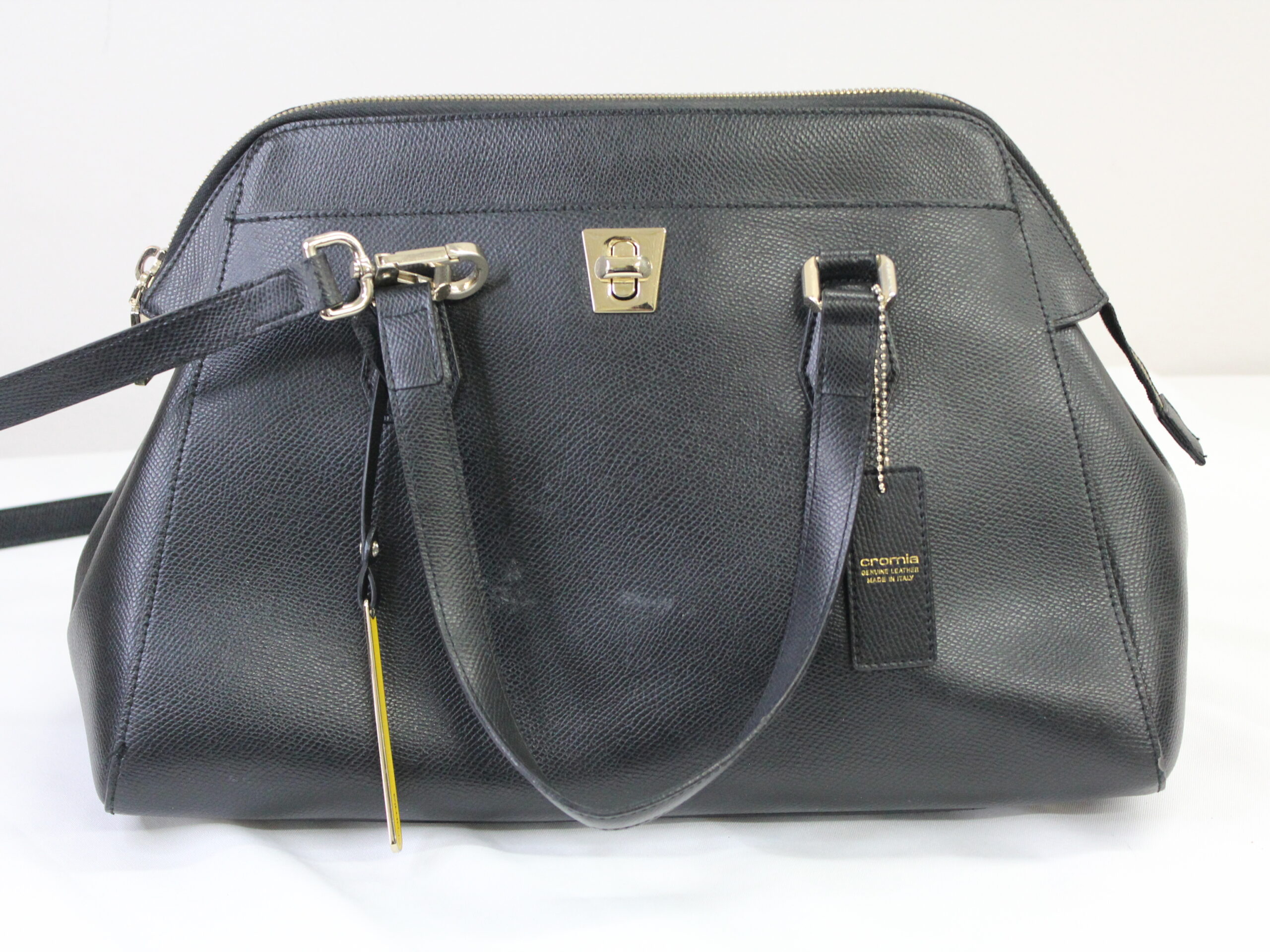 Cromia Vintage Black PVC Shoulder Bag with Strap - Image 2