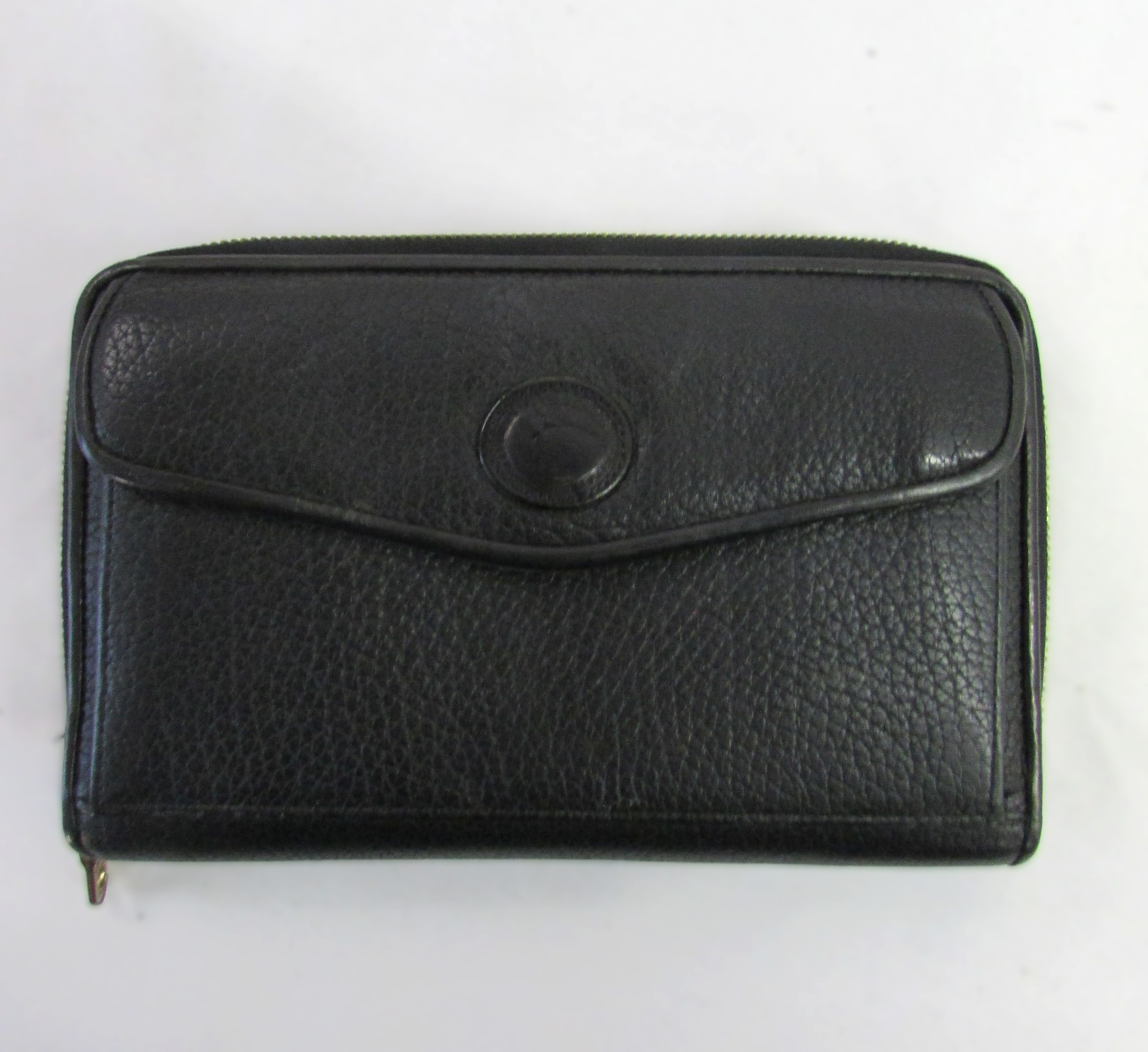 Dooney & Bourke Black Leather Zipper Wallet with Coin Front