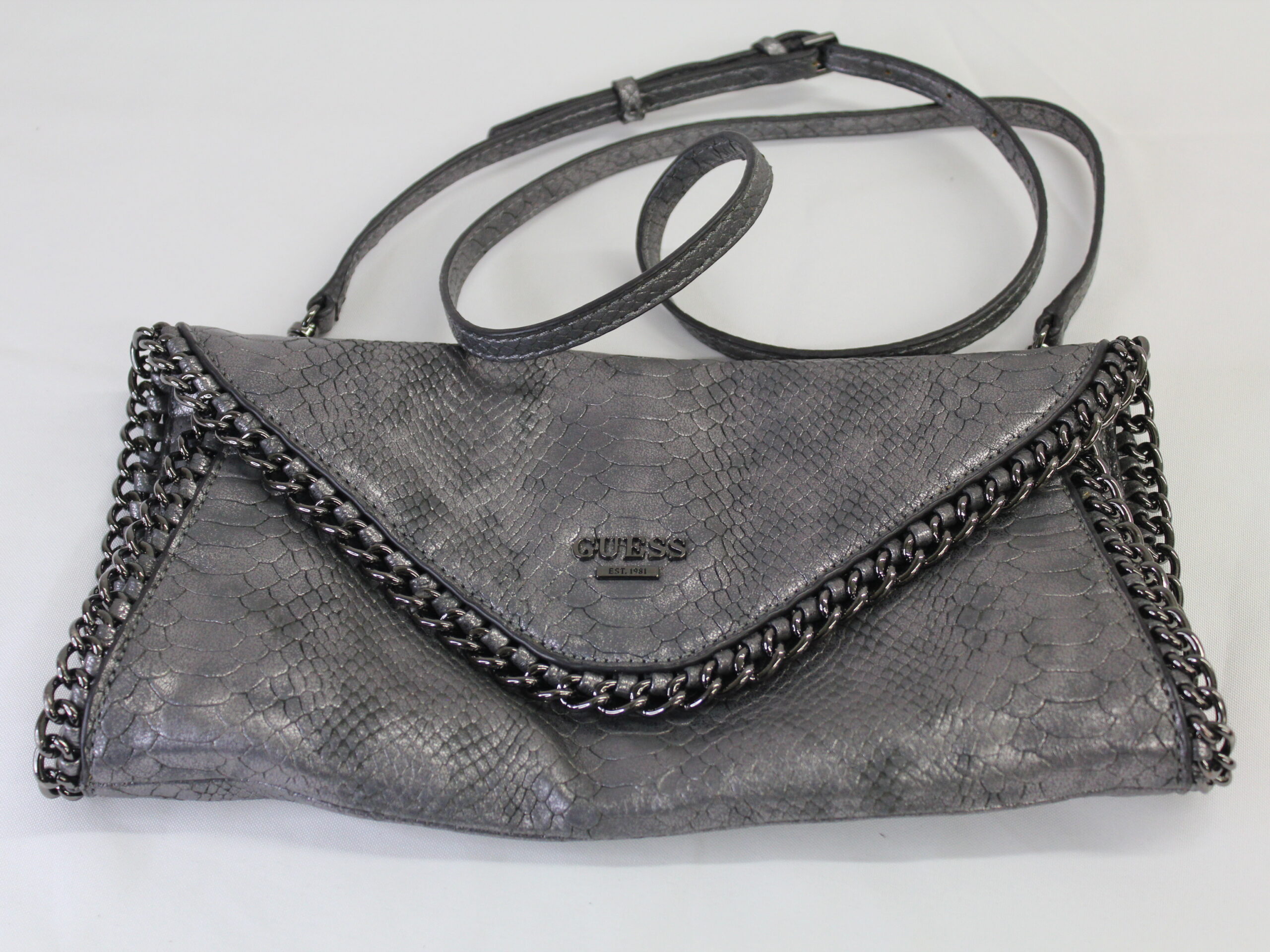 Guess Silver Metallic Clutch Purse