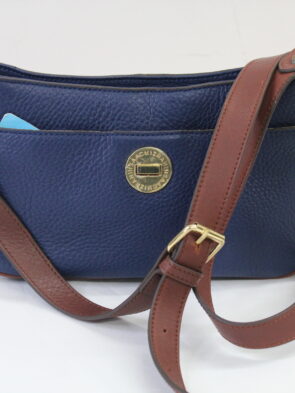 Isaac Mizrahi Vintage Leather Blue Crossbody Purse