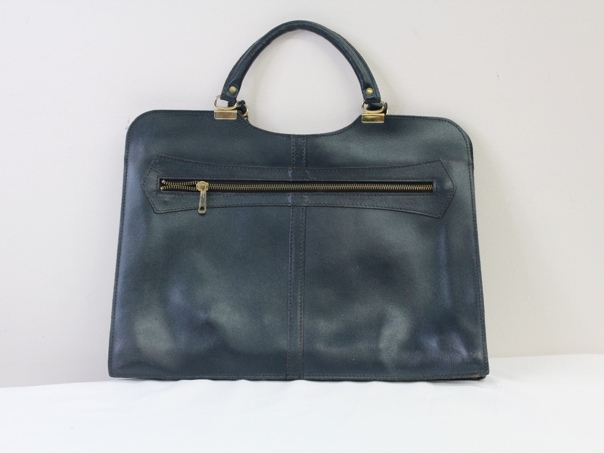Atlas Vintage Leather Blue Tote with Strap