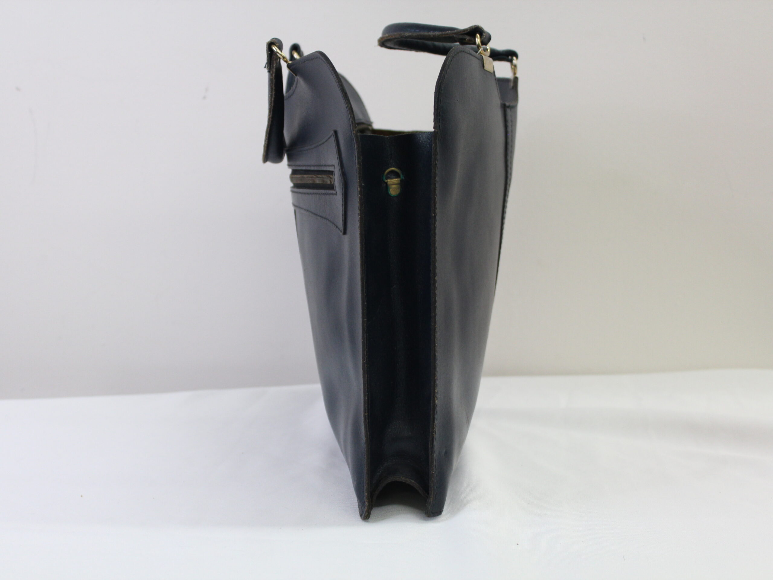 Atlas Vintage Leather Blue Tote with Strap - Image 3