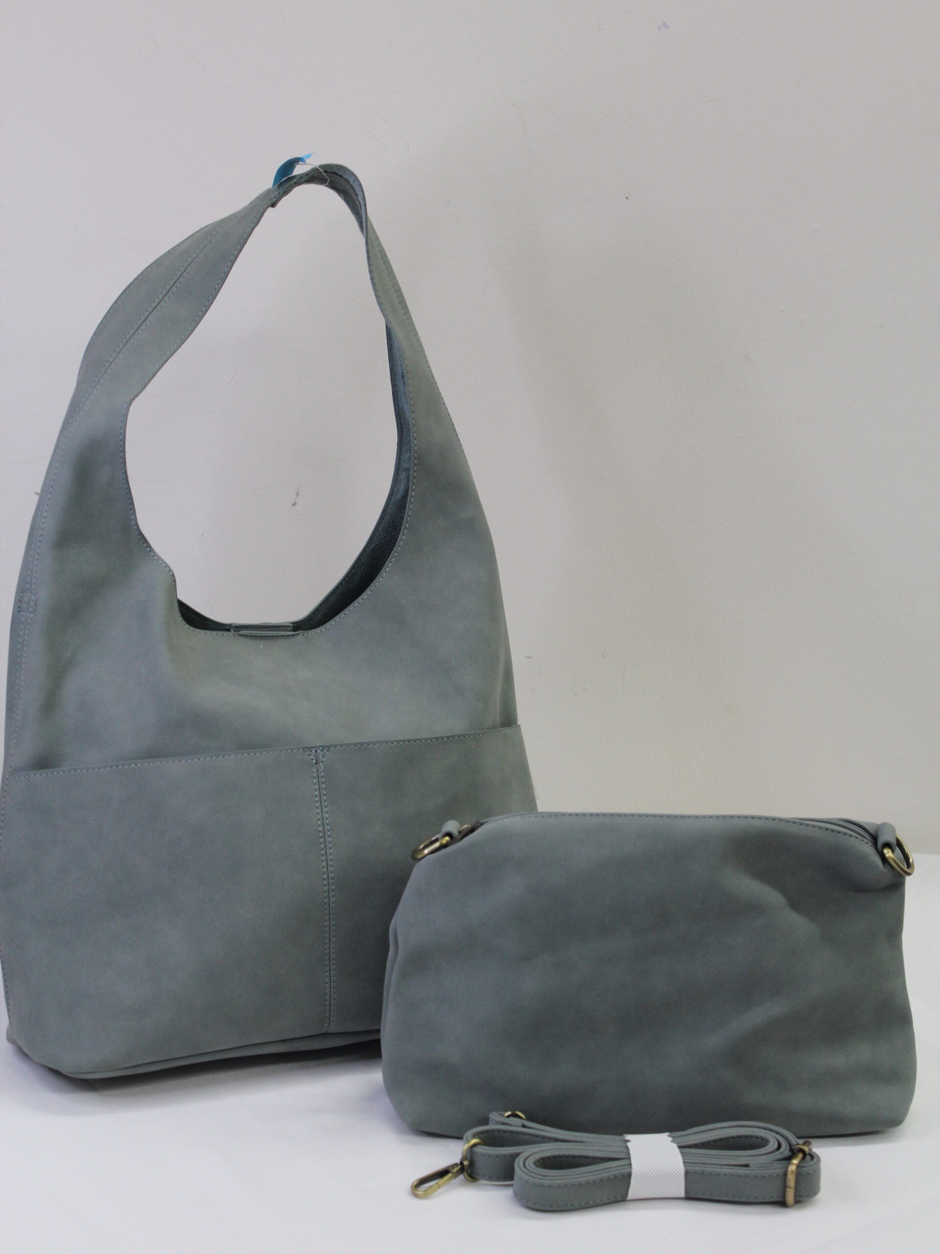 Joy Susan Vintage Gray Shoulder Suede Bag