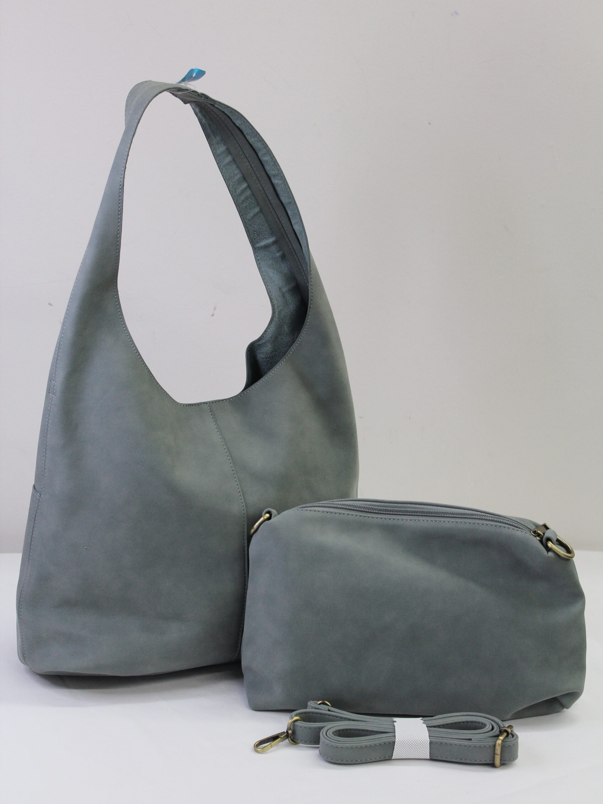 Joy Susan Vintage Gray Shoulder Suede Bag - Image 2