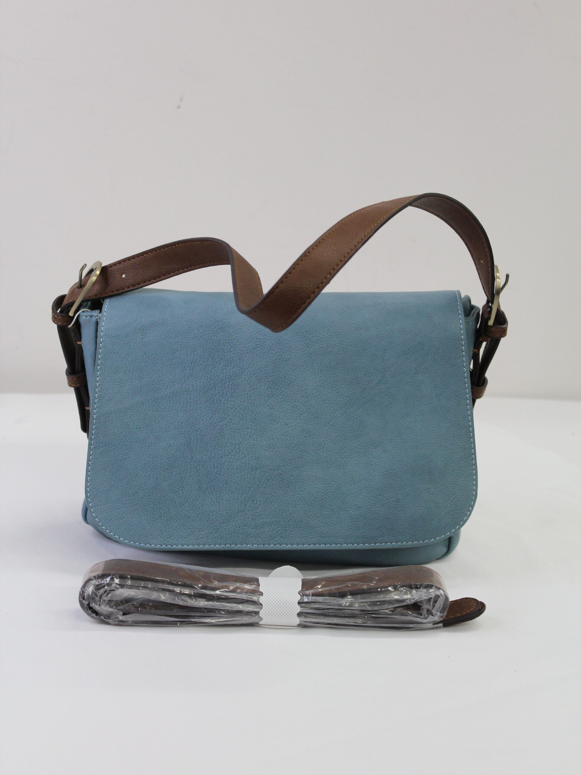 Joy Susan Vintage Blue Leather Shoulder Purse