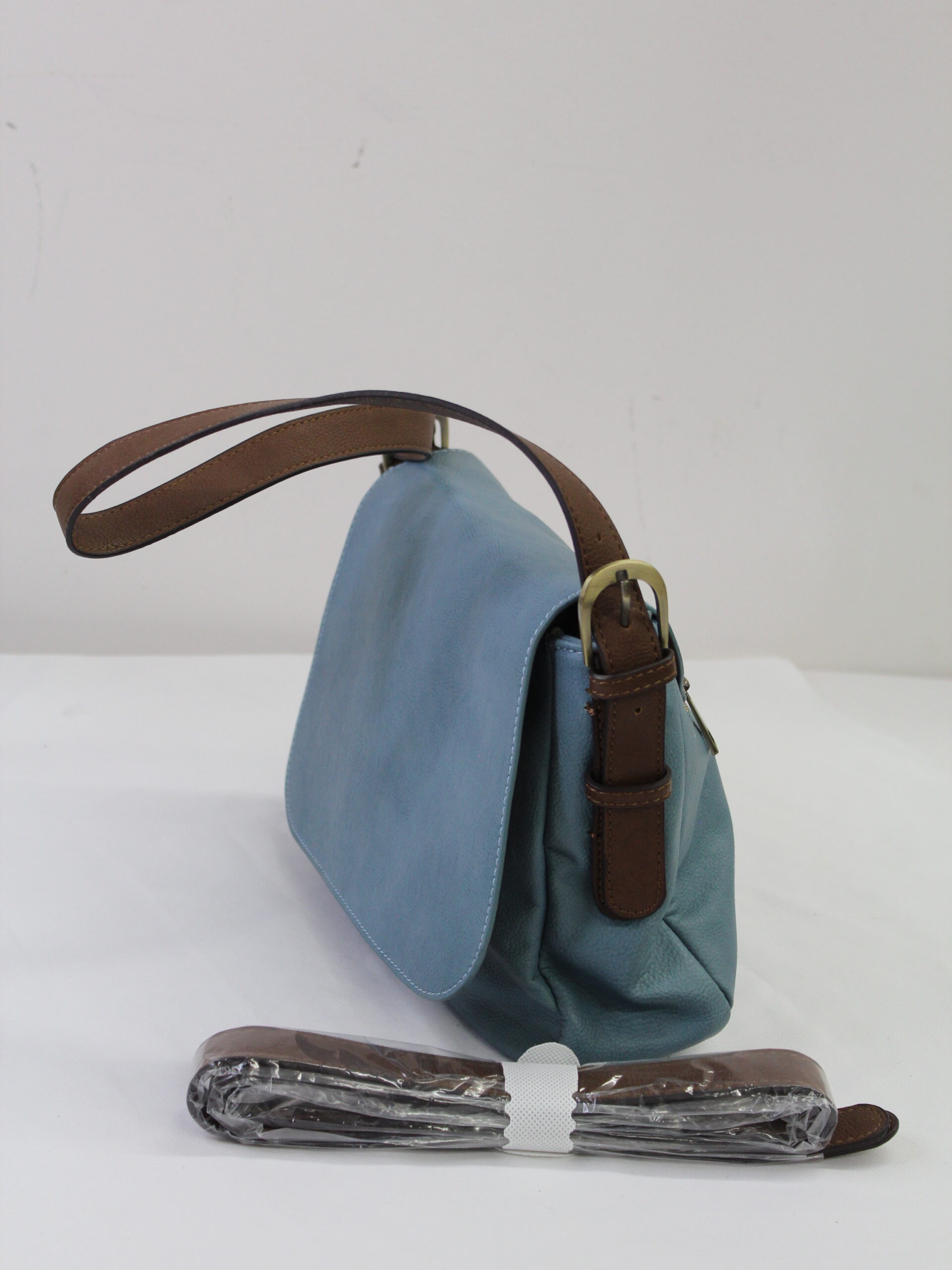 Joy Susan Vintage Blue Leather Shoulder Purse - Image 2