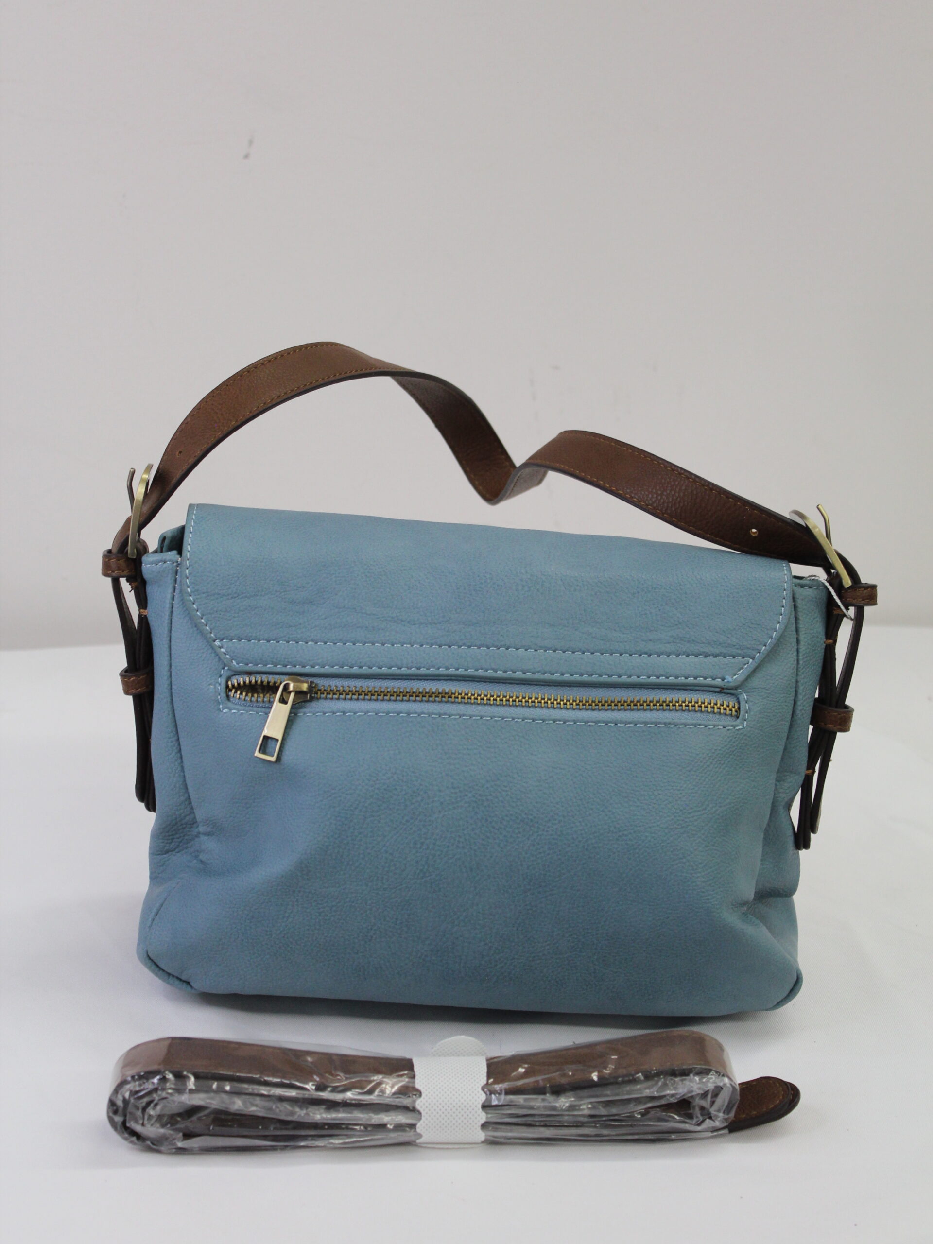 Joy Susan Vintage Blue Leather Shoulder Purse - Image 3