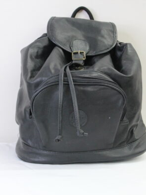 DuMonde Vintage Black Leather Backpack Purse