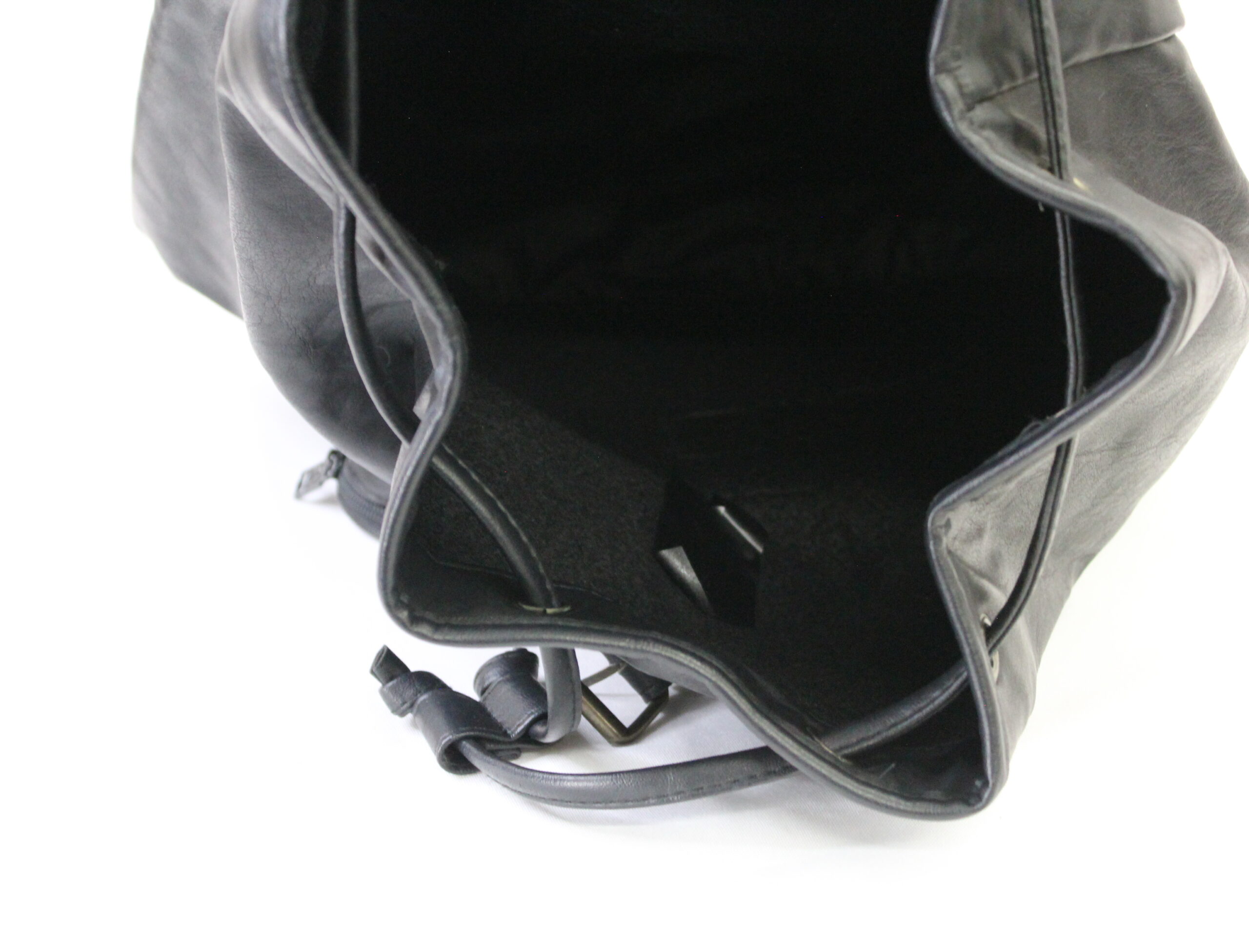 DuMonde Vintage Black Leather Backpack Purse - Image 5