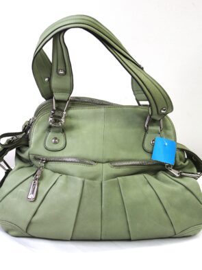 B Makowsky Vintage Green Leather Tote