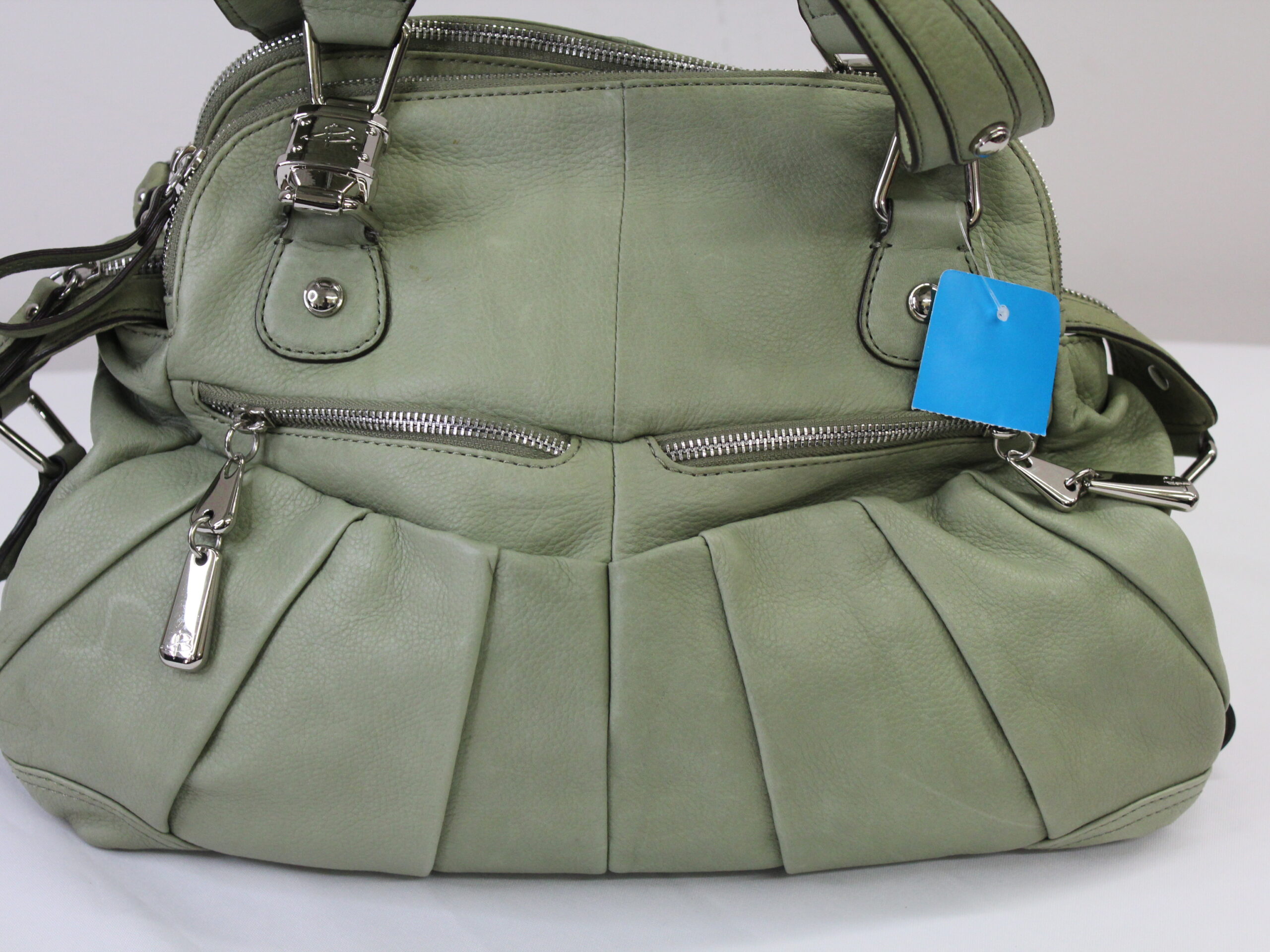 B Makowsky Vintage Green Leather Tote - Image 2