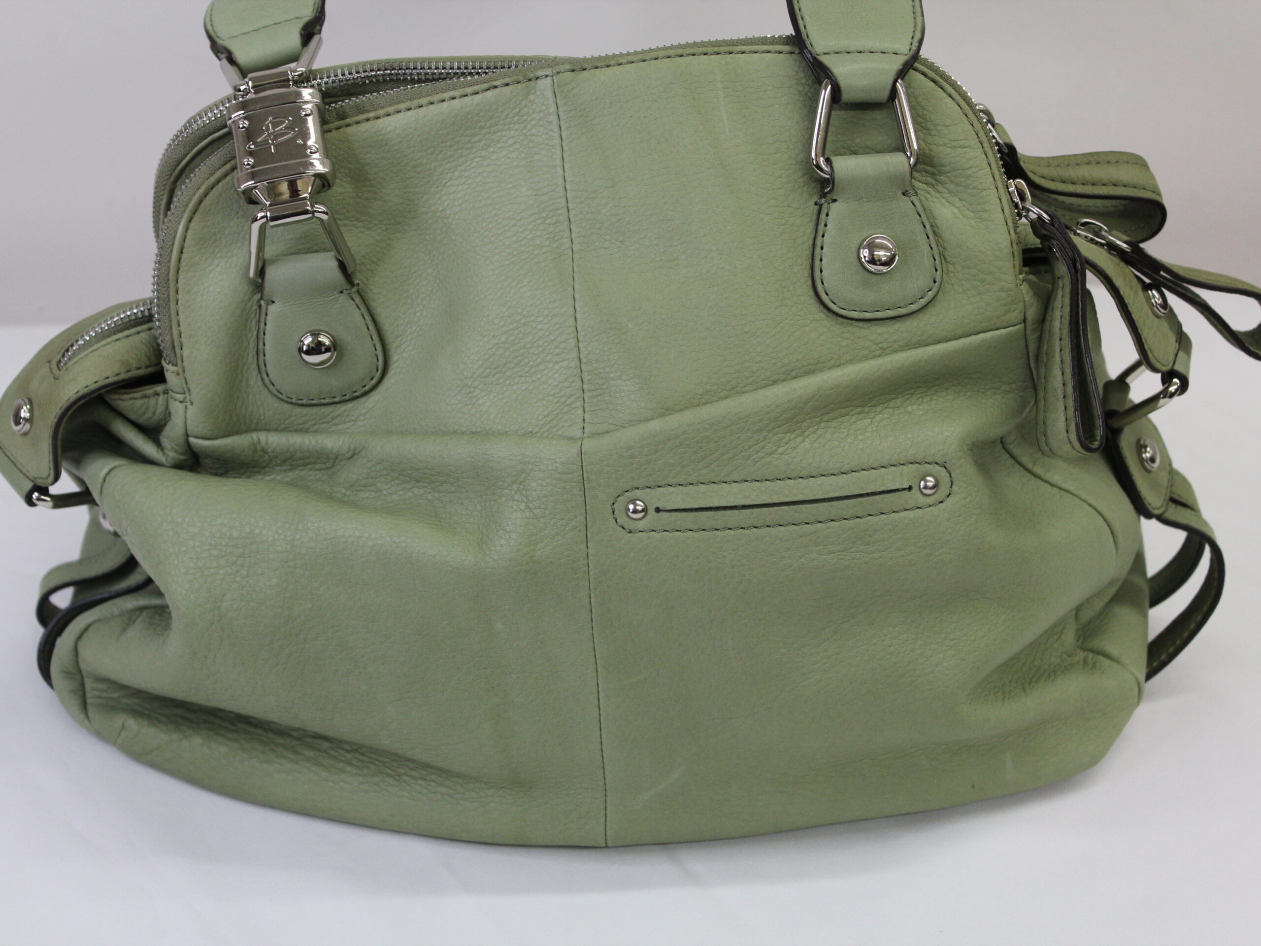 B Makowsky Vintage Green Leather Tote - Image 5