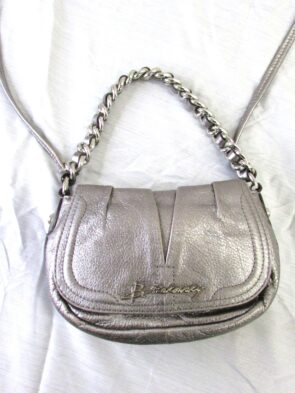 B Makowsky Vintage Gray Leather Crossbody Purse