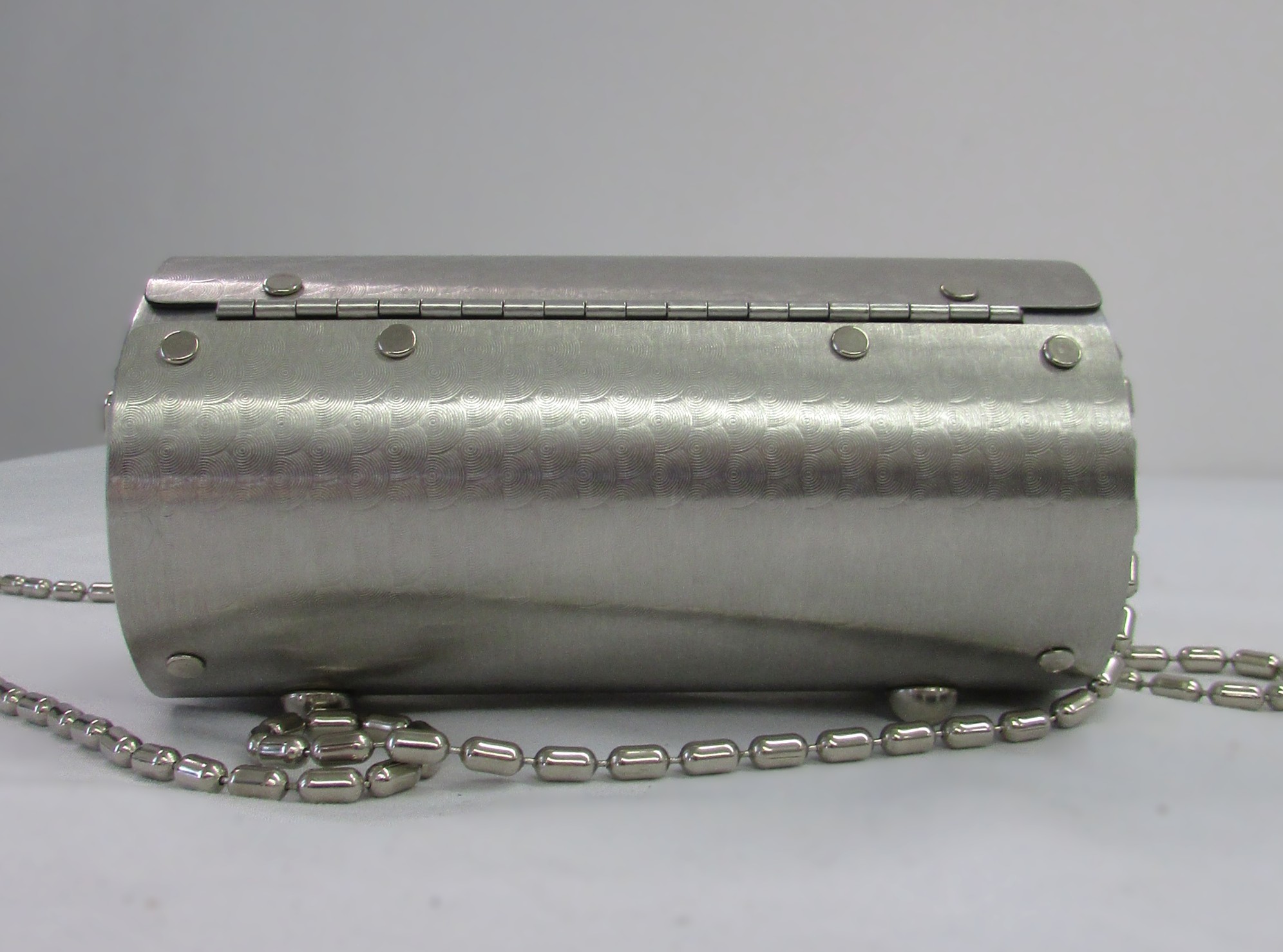Vintage Cylinder Metal Crossbody Purse - Image 3