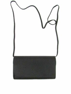 Carlo Fellini Black Satin Clutch Purse with Should Strap