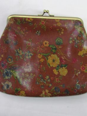 Patricia Nash Antique Rose Print Kisslock Wristlet w Missing Strap