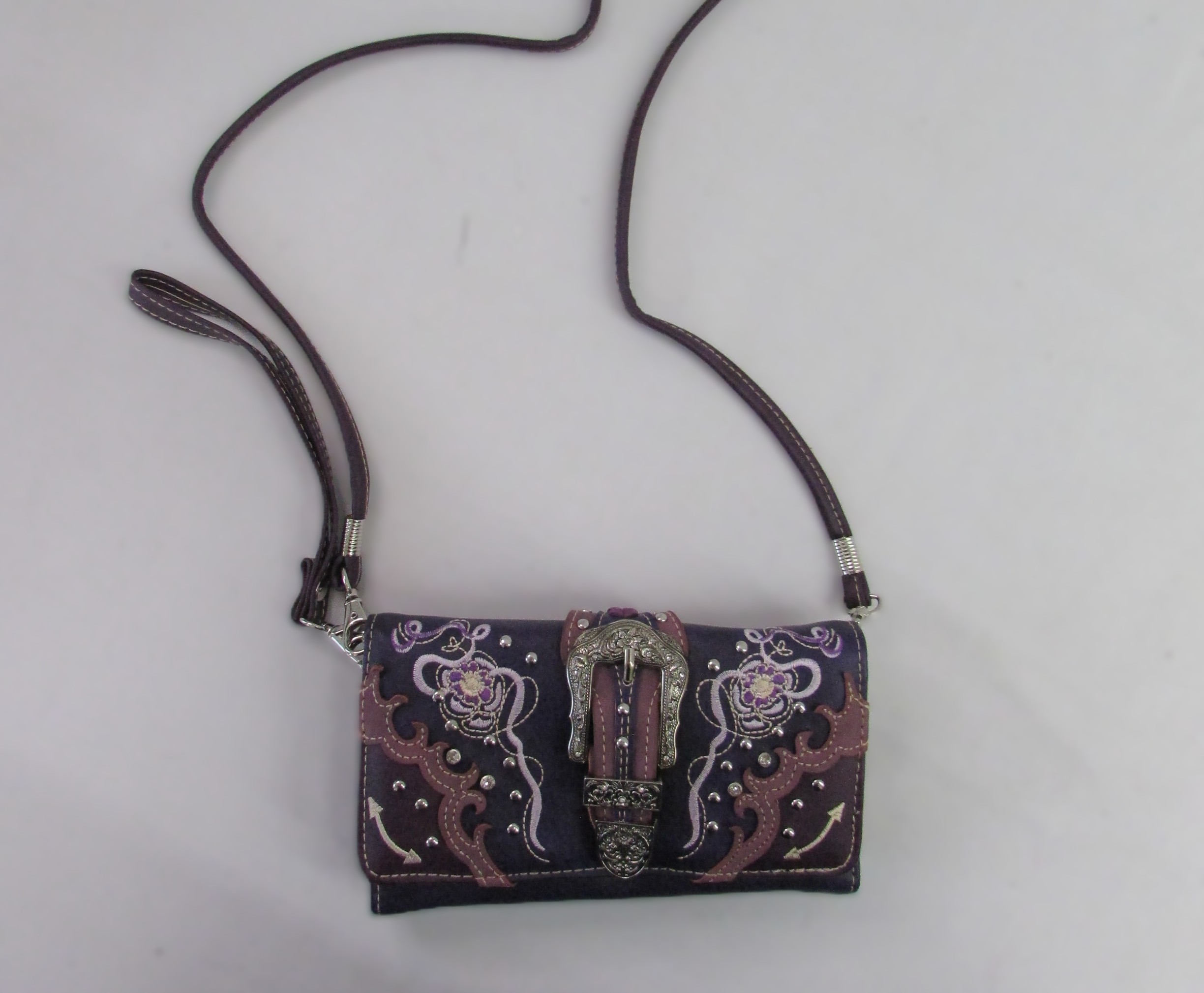 Unbranded Crossbody Wallet Purse Purple with Buckle - Image 2