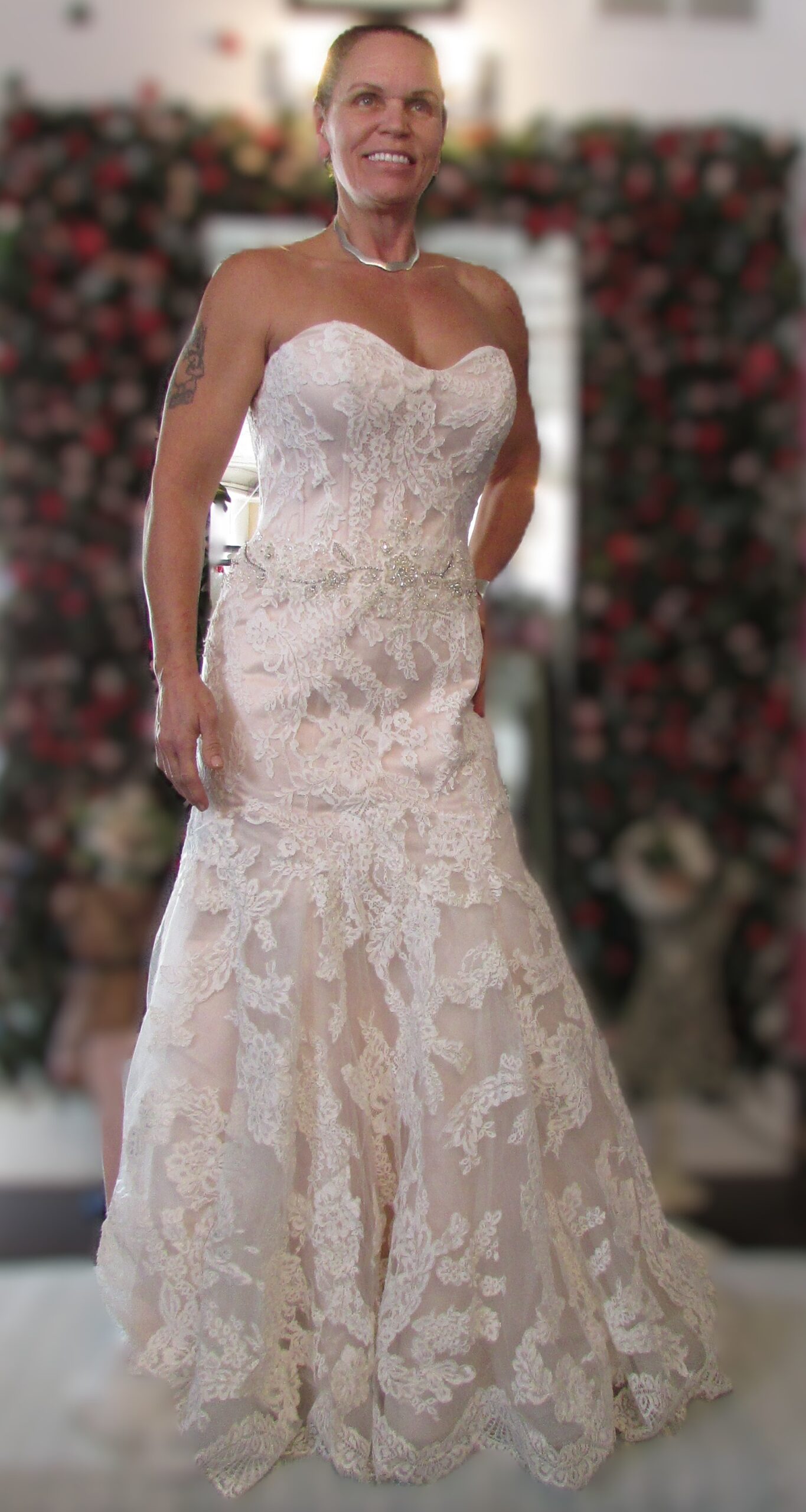 Casablanca Bridal Women Bridal Gown, Blush Jeweled Lace Gown Size 12