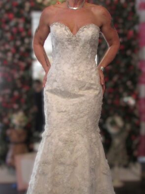 Rhapsody Women Bridal Gown White Lace Beaded Gown Size 10