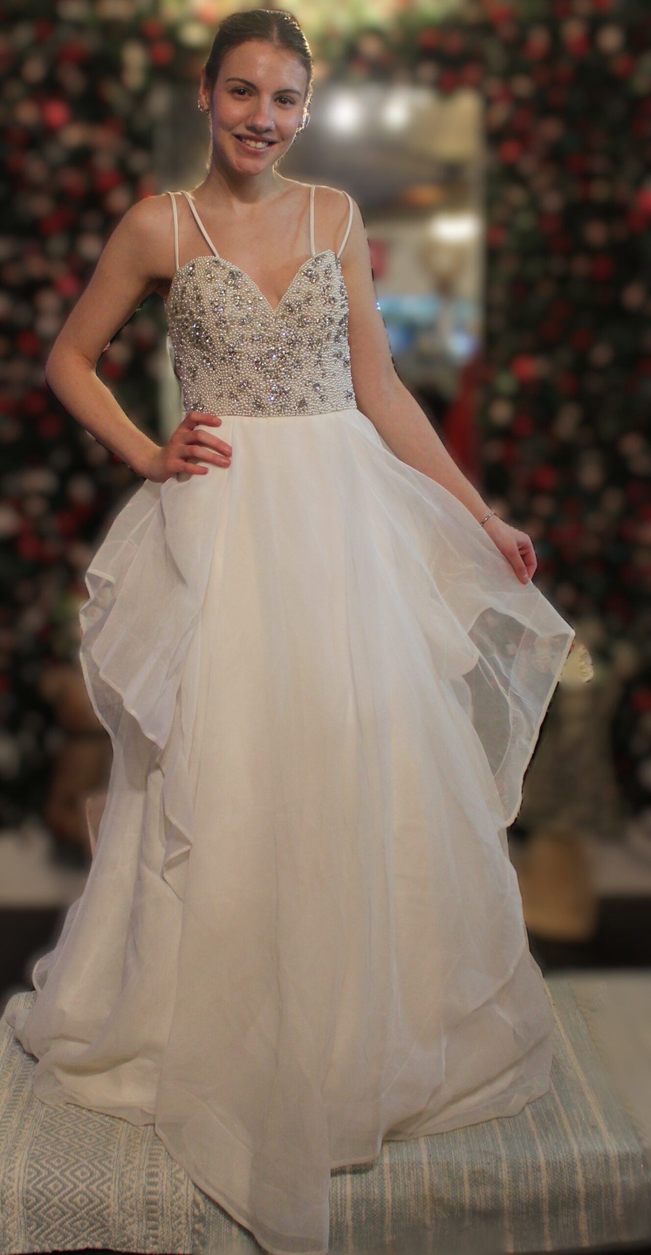 Ashley Lauren White Beaded Gown Size 8