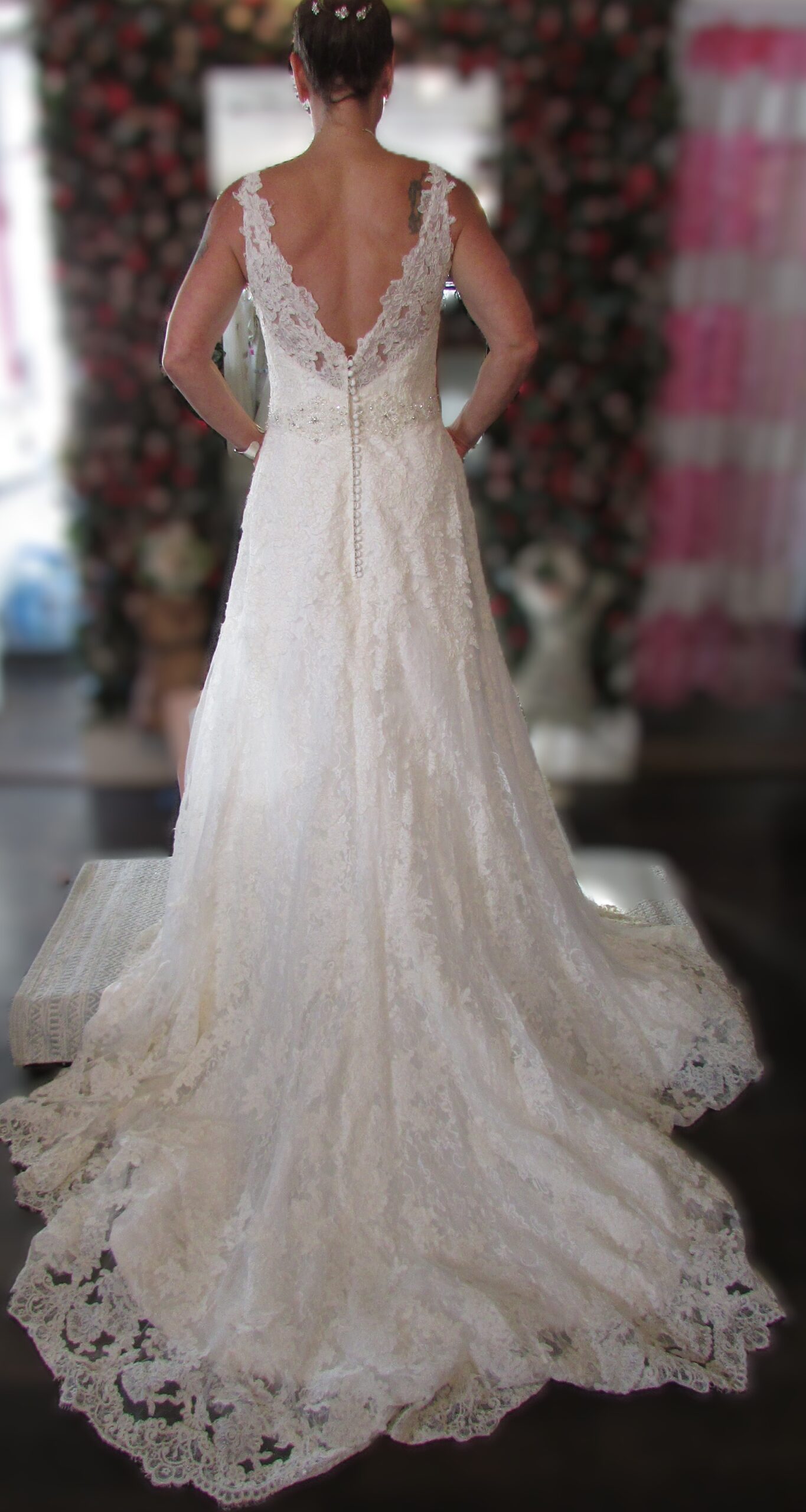 Jasmine White Lace Sleeveless Gown Size 14 - Image 3