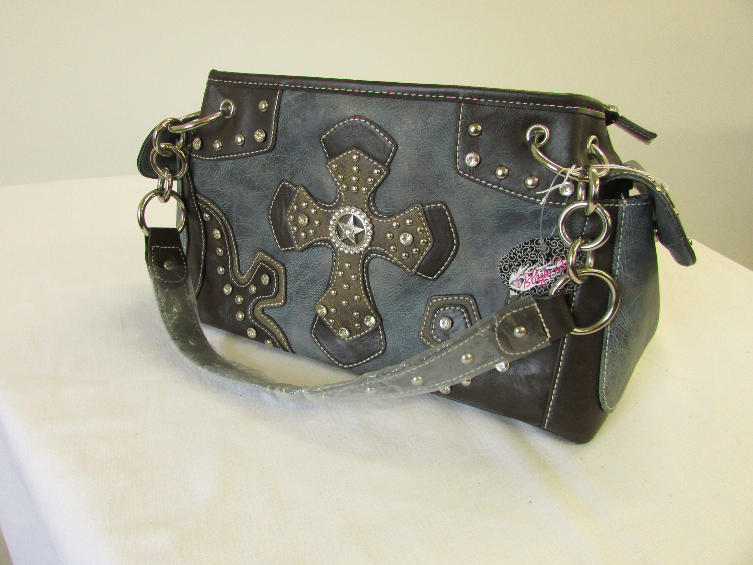 Blazin Roxx Vintage Leather Blue Tote - Image 2