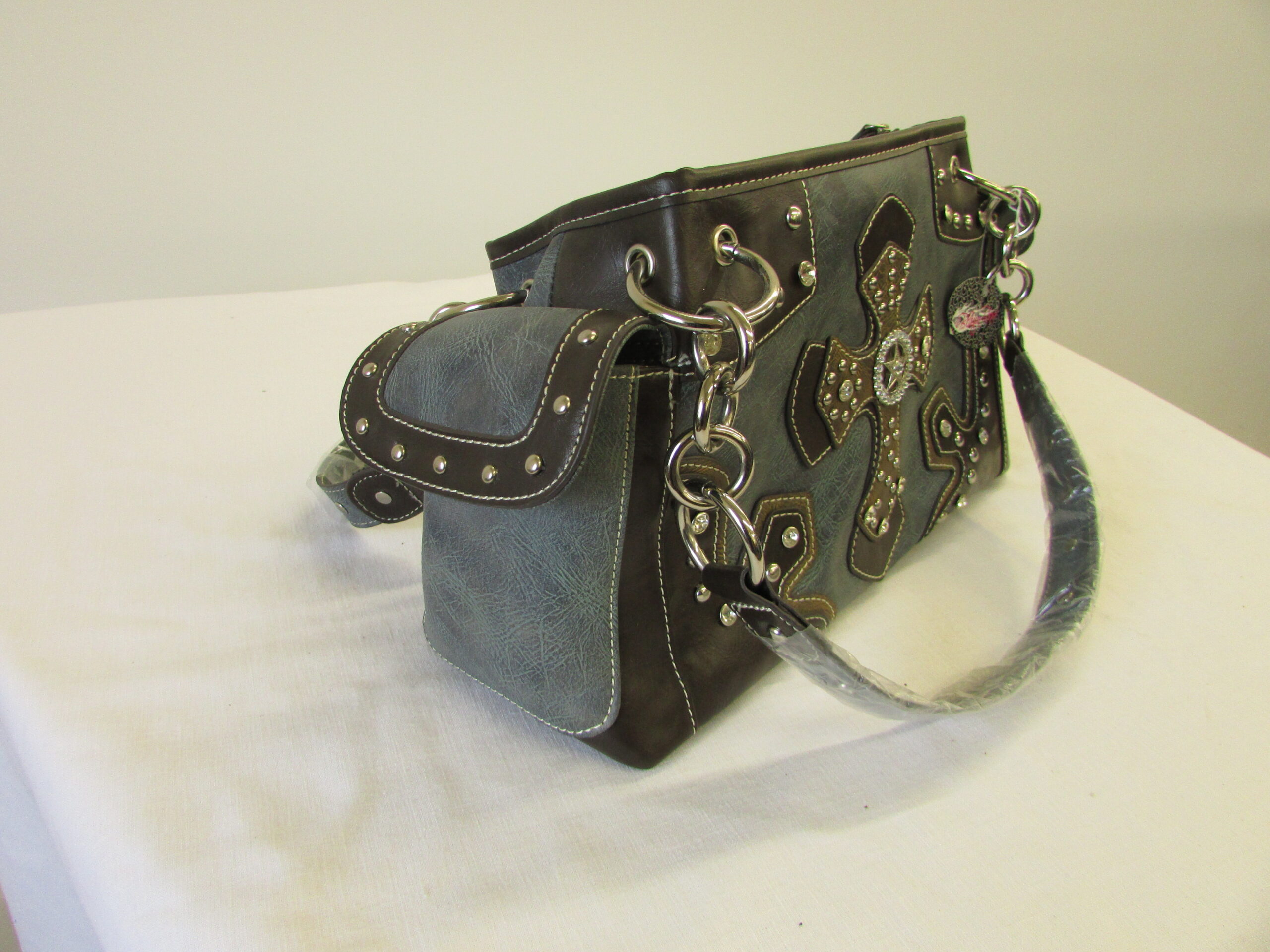 Blazin Roxx Vintage Leather Blue Tote - Image 4