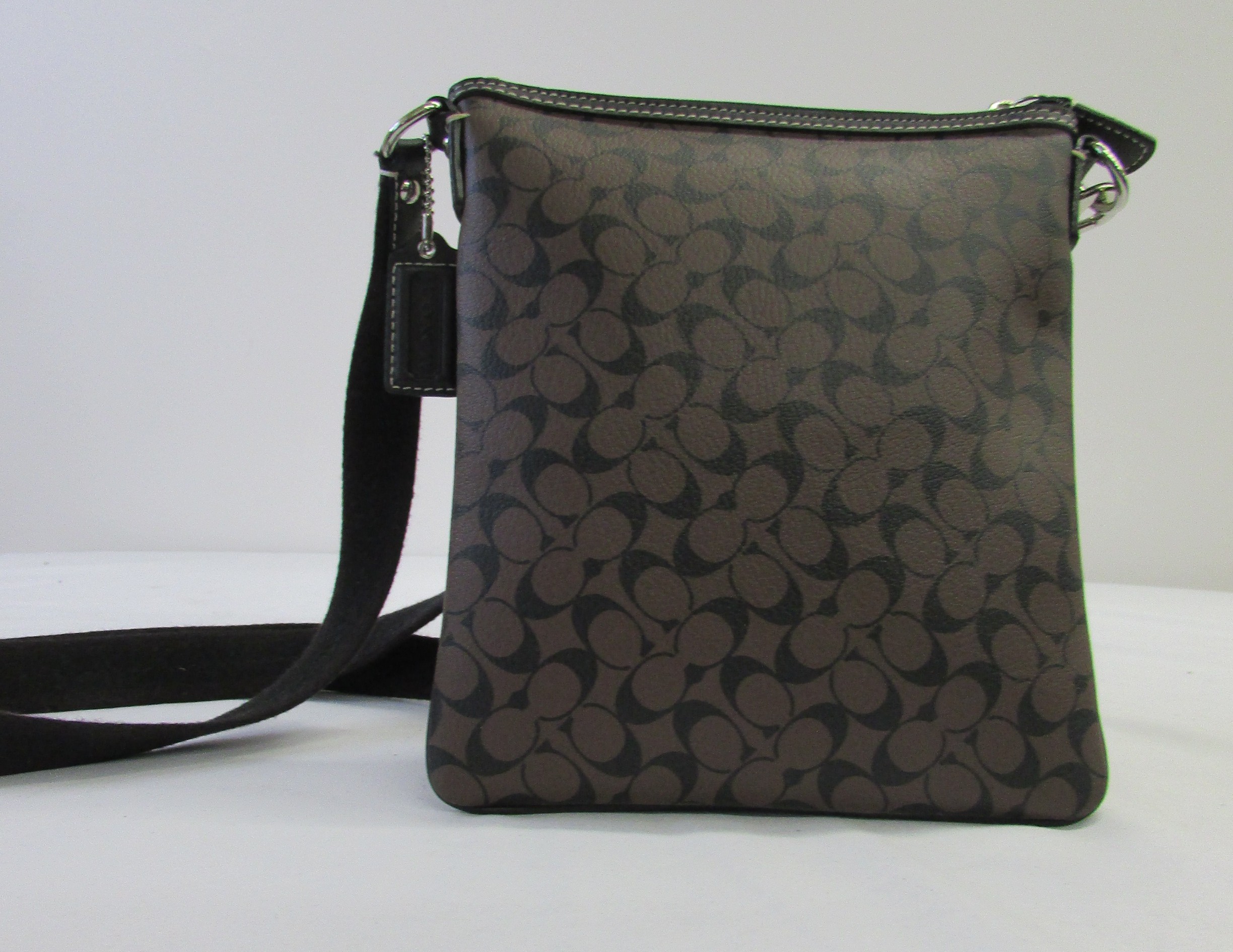 Coach Signature Brown/Black PVC Crossbody Bag - Image 7