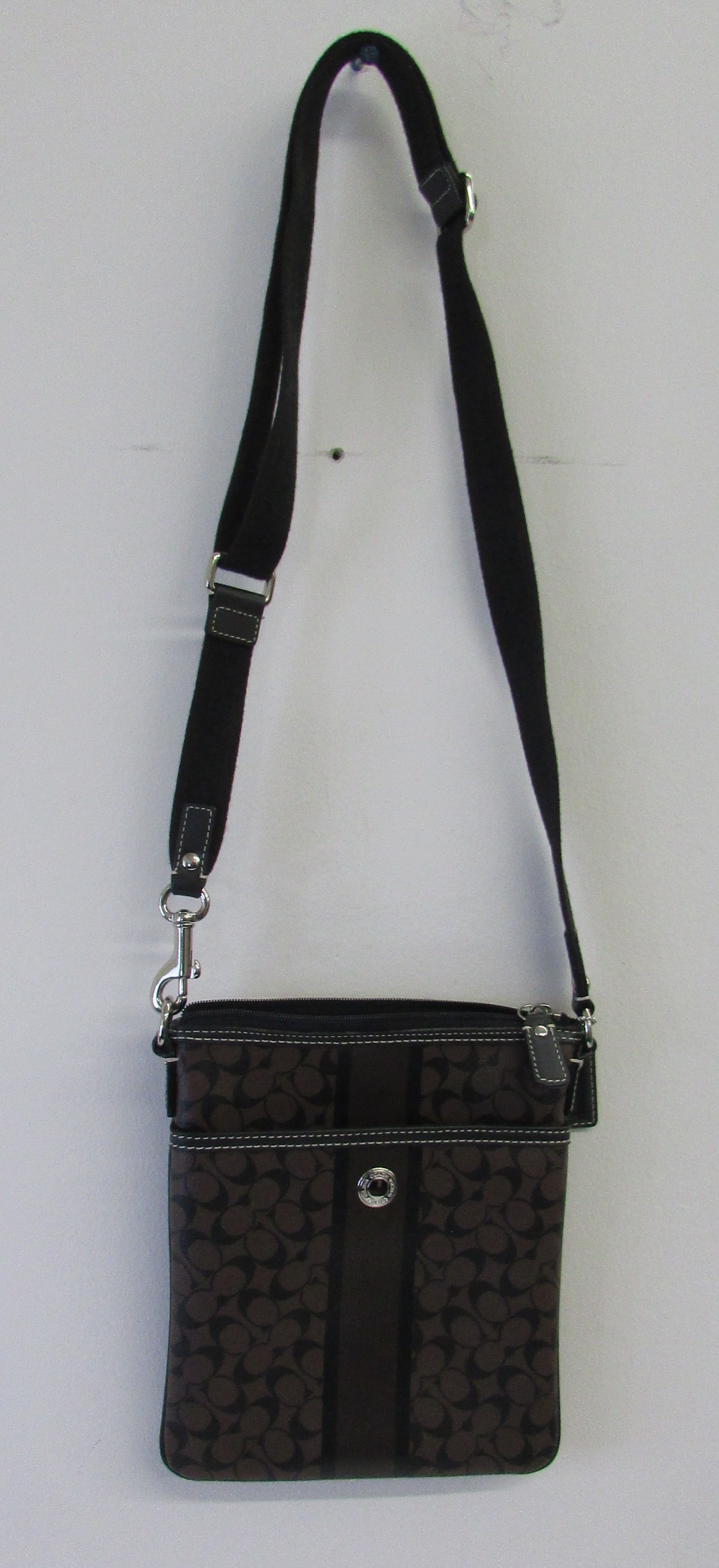 Coach Signature Brown/Black PVC Crossbody Bag - Image 3