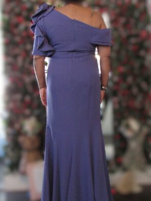 Cameron Blake Cap Sleeve One-Shoulder Gown with scarf Size 14