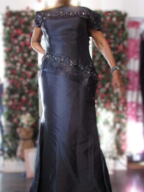 Terani Navy Off the Shoulders Gown Size 14