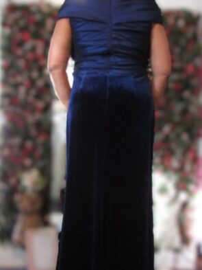 Tadashi Shoji Navy Off the Shoulder Velvet Gown Size L