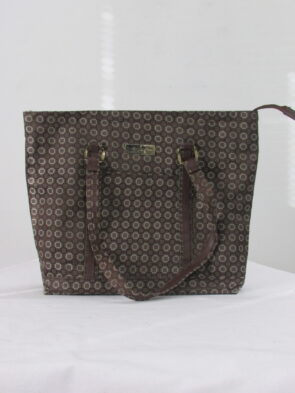 Coach and Four Brown Pattern Tote Bag Purse, Dual Handle