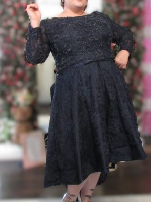 Unbranded Navy Blue Lace Beaded Hi/Lo Dress Size 20