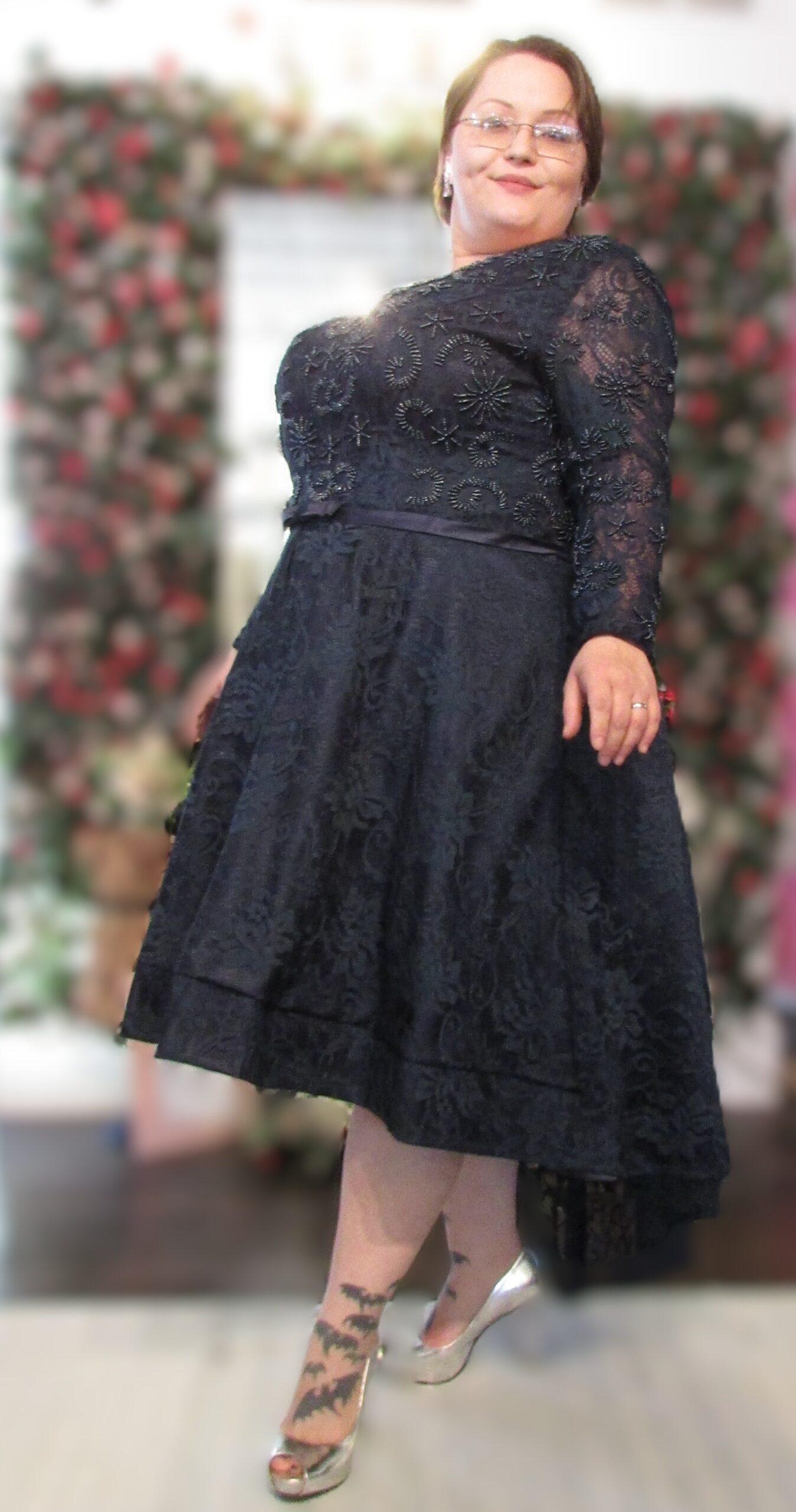 Unbranded Navy Blue Lace Beaded Hi/Lo Dress Size 20 - Image 2