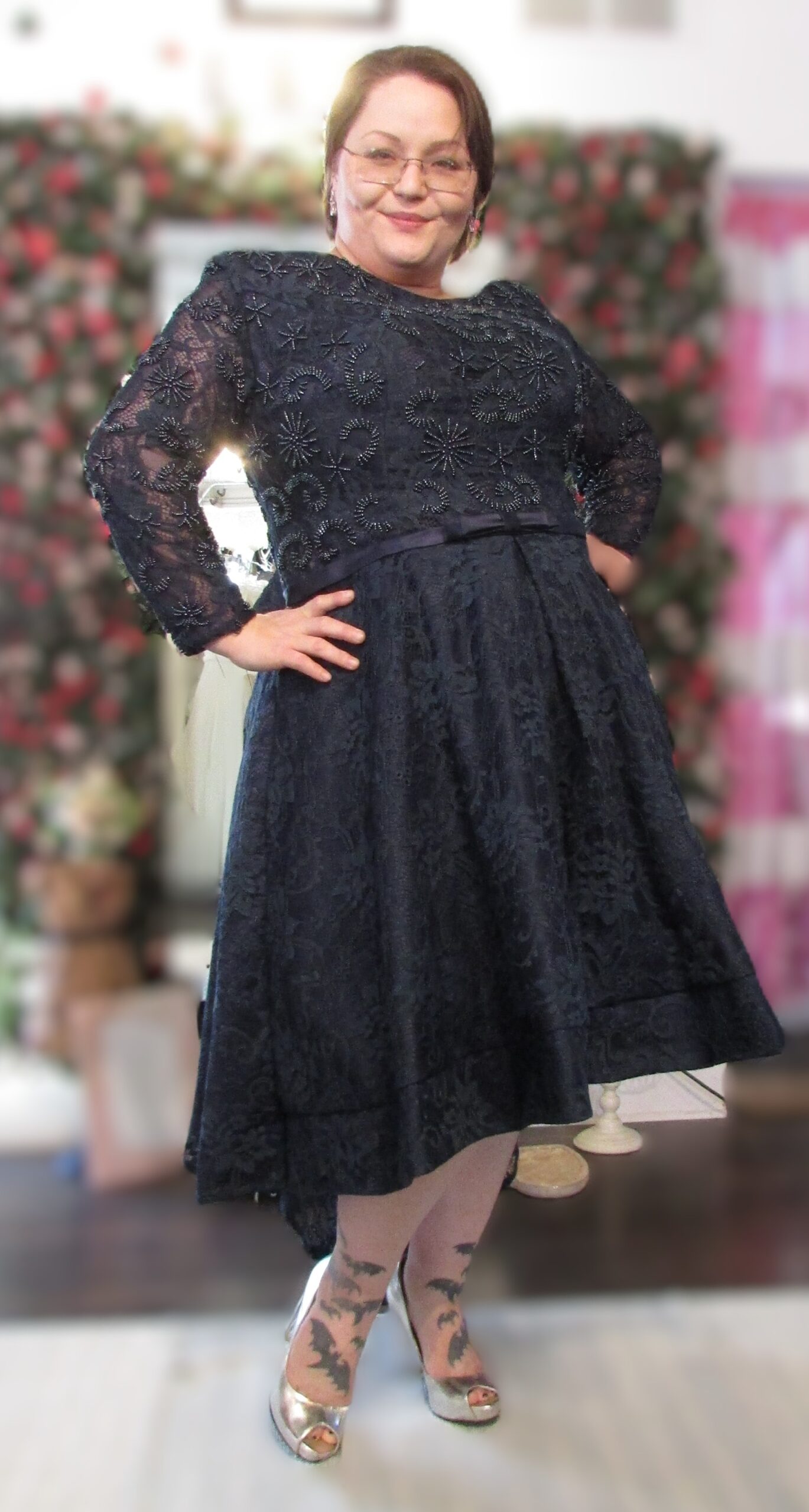 Unbranded Navy Blue Lace Beaded Hi/Lo Dress Size 20 - Image 4