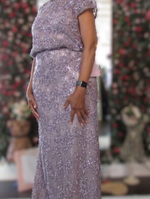 J S Collection Light Purple Raised floral Gown Size 12